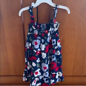 Souris Mini Navy Floral Sundress with Red & White Blooms